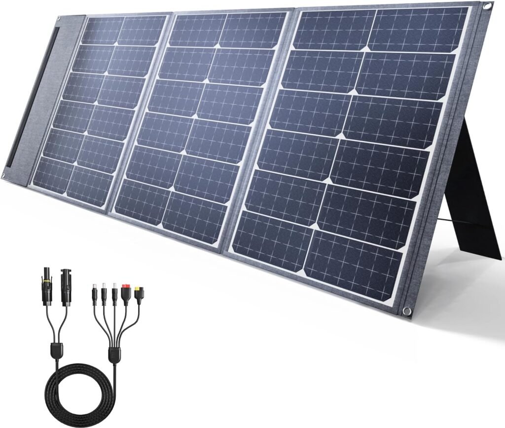 100W Portable Solar Panel for Power Station Generator,20V Ultra-Light 5.5lbs Foldable with MC4 Output,23% High Efficiency with USB-C USB-A DC for Output Camping,RVs,Hiking,Off-Grid Living