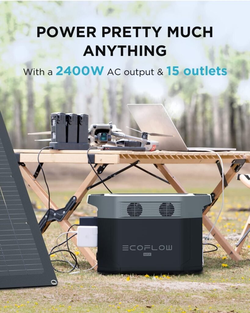 EF ECOFLOW Solar Generator DELTA Max (2000) 2016Wh with 160W Solar Panel, 6 X 2400W (5000W Surge) AC Outlets, Portable Power Station for Home Backup Outdoors Camping RV Emergency