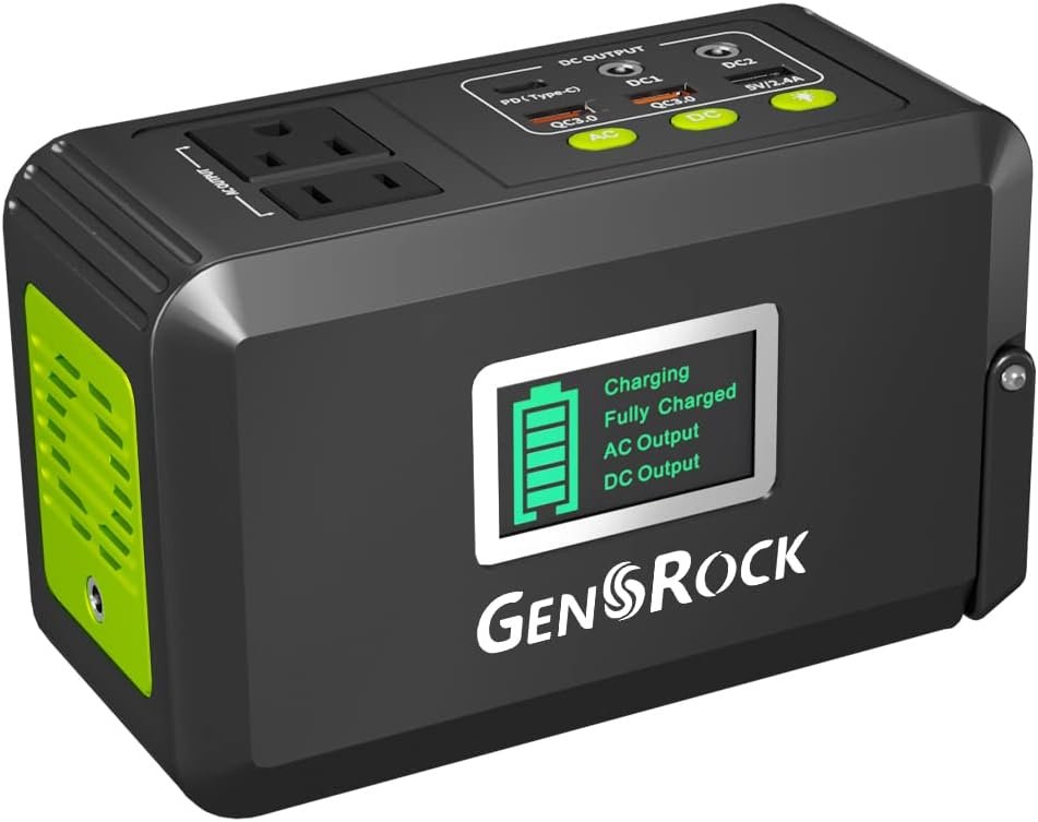 GENSROCK 24000 mAh Portable Power Station, Solar Generator, Lithium Battery Power with 110V/120W AC Outlet, QC 3.0, Type-C, LED Flashlight for Home Camping Travel Emergency