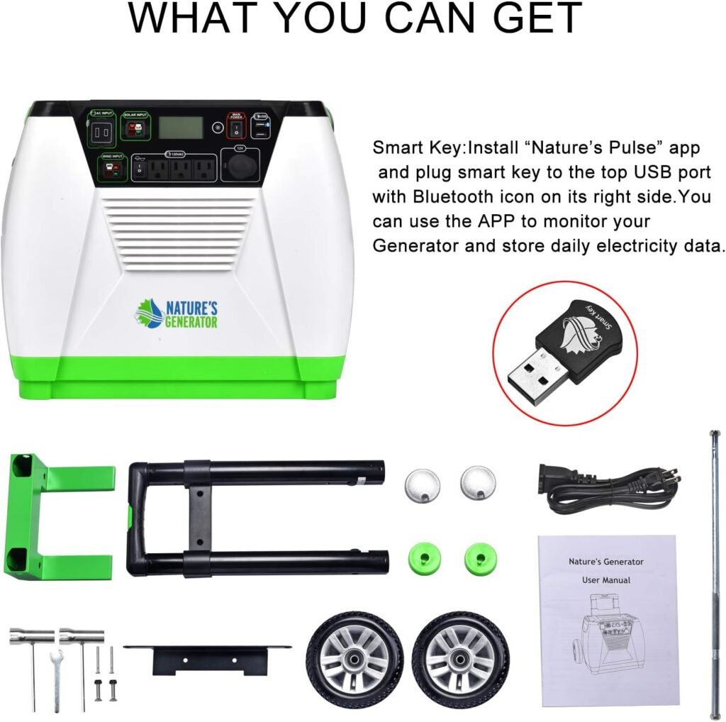 Natures Generator Platinum System 1800W Solar  Wind Powered Pure Sine Wave Off-Grid Generator + 1200Wh Power Pod (1920Wh total) + 3 of 100W Solar Panels w/Infinite Expandability, Gasless, Fumeless