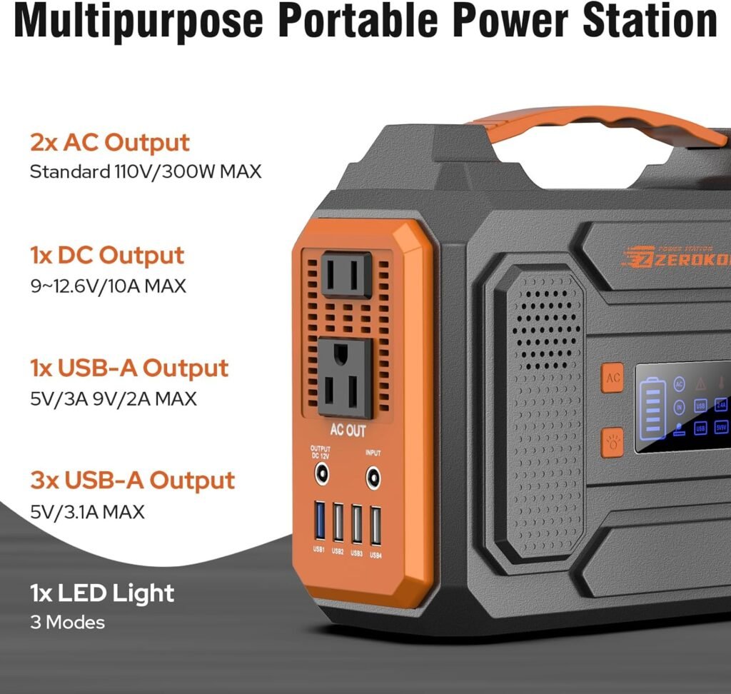 Portable Solar Generator, 300W Portable Power Station with Foldable 60W Solar Panel, 110V Pure Sine Wave, 280Wh Lithium Battery Pack with DC AC Outlet for Home Use, RV, Outdoor Camping Adventure