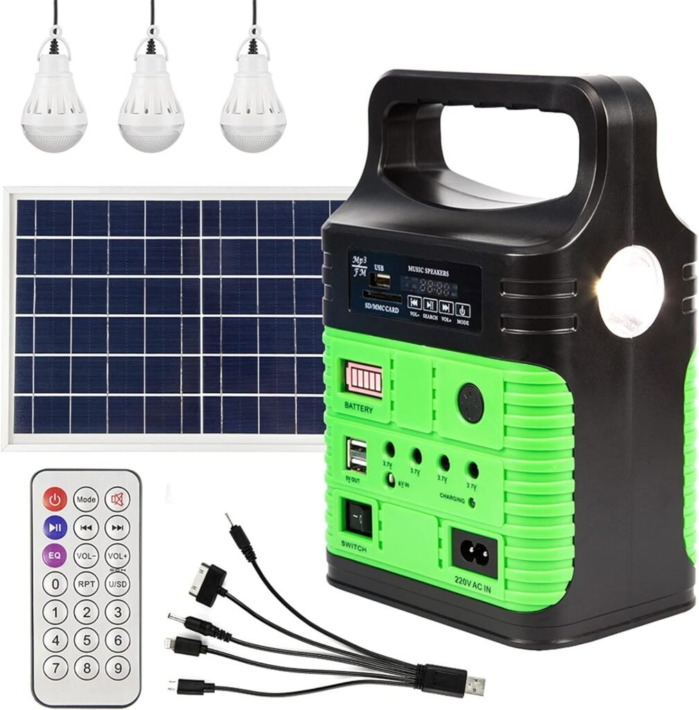 Solar Generator - Portable Power Station for Emergency Power Supply,Portable Generators for Home Use,CampingOutdoor,Solar Powered Generator With Panel Including 3 Sets LED Light (green)