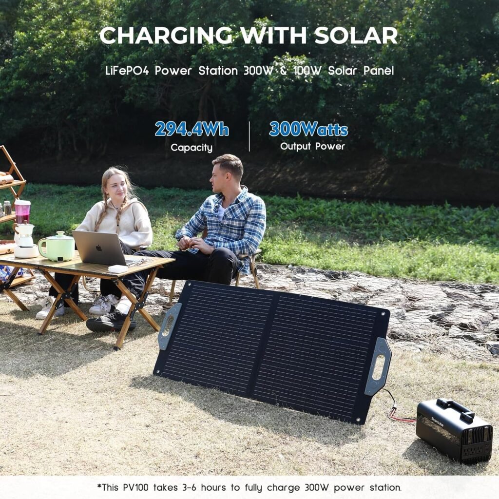300W Solar Generator with 100W Solar Panel Included, STORCUBE 294Wh Portable Power Station with AC Outlet, Solar Powered Generator LiFePO4 Battery Backup for Outdoor Camping Home Power Outage