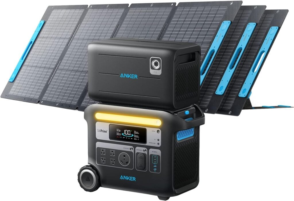 Anker SOLIX F2000 Portable Power Station, PowerHouse 767 and 760 Expansion Battery, with 3×200W Solar Panels, 4096Wh LiFePO4 Battery with 4 AC Outlets Up to 2400W for Home, Outdoor Camping, RV