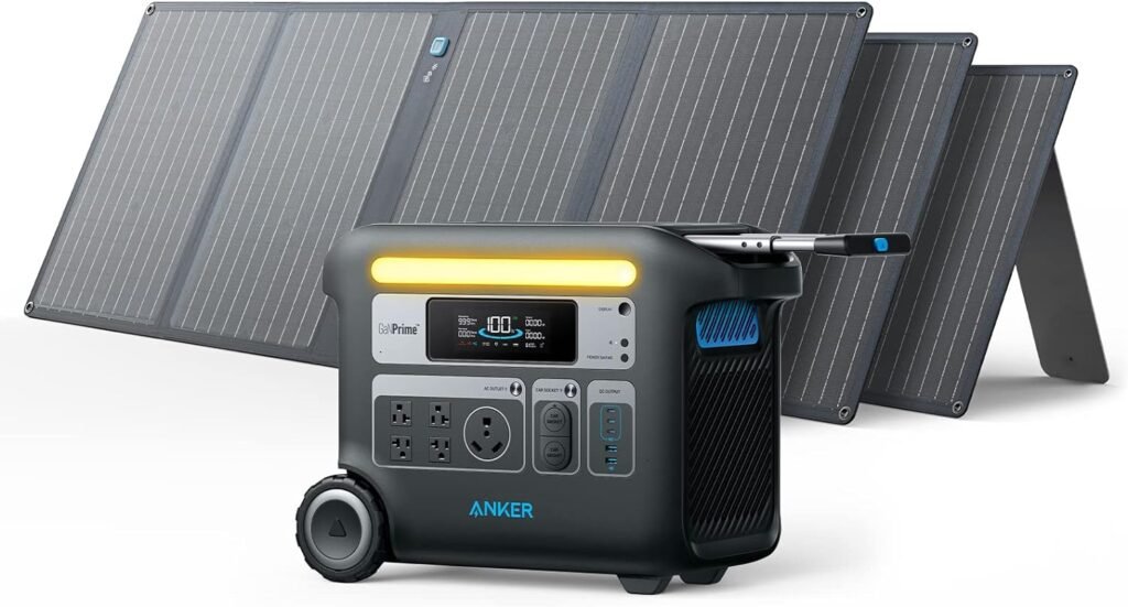 Anker SOLIX F2000 Portable Power Station, PowerHouse 767 and 760 Expansion Battery, with 3×200W Solar Panels, 4096Wh LiFePO4 Battery with 4 AC Outlets Up to 2400W for Home, Outdoor Camping, RV