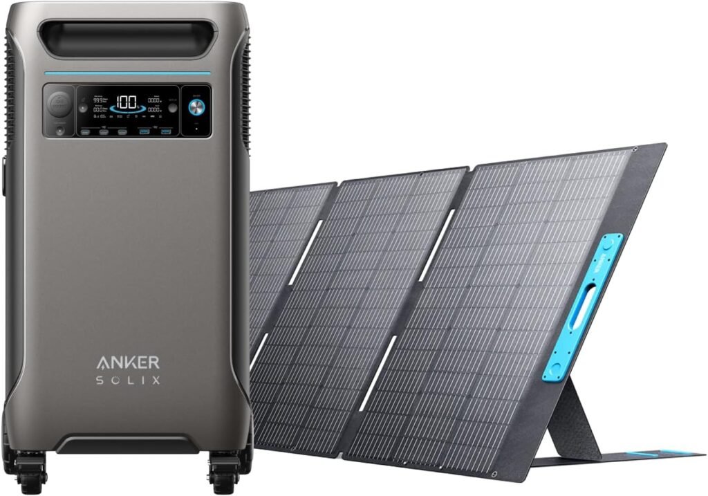 Anker SOLIX F3800 Portable Power Station with 400W Solar Panel, 3840Wh LiFePO4 Battery, 6000W AC output with 120V/240V, Solar Generator for Home Use, RV, Emergencies, Power Outages, Outdoor Camping