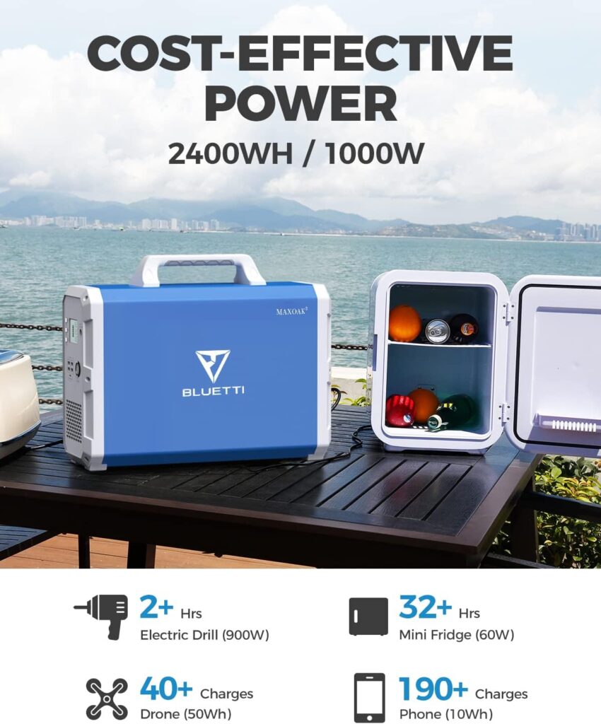 BLUETTI EB240 Portable Power Station 2400Wh/1000W Solar Generator, W/ 2 AC Outlets Emergency Battery Backup for Outdoor Camping RV Home Use