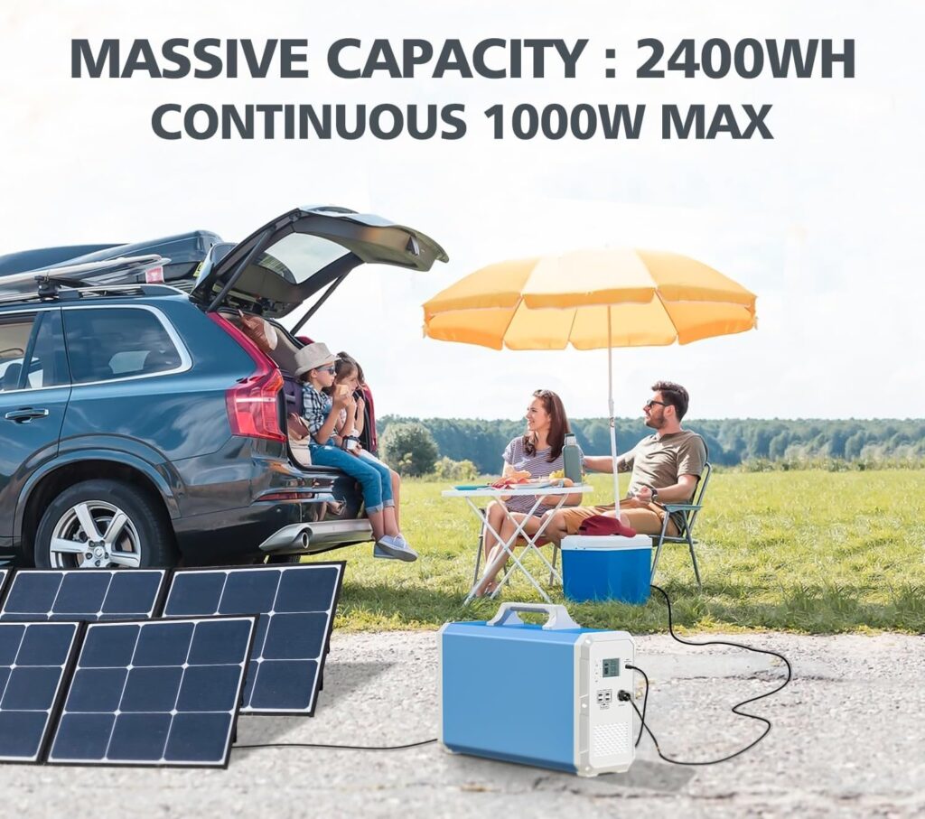 BLUETTI EB240 Portable Power Station 2400Wh/1000W Solar Generator, W/ 2 AC Outlets Emergency Battery Backup for Outdoor Camping RV Home Use, EB240-BLUE