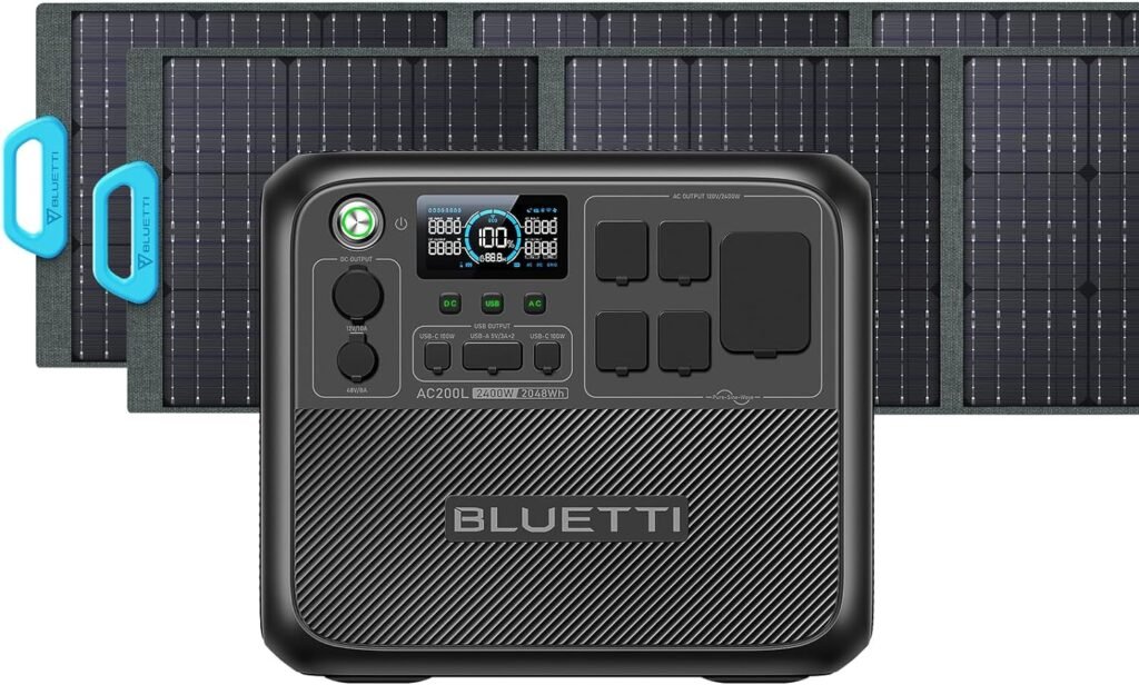 BLUETTI Portable Power Station AC200L, 2048Wh LiFePO4 Battery Backup, Expandable to 8192Wh w/ 5 2400W AC Outlets (3600W Power Lifting), 30A RV Output, Solar Generator for Camping, Home Use, Emergency