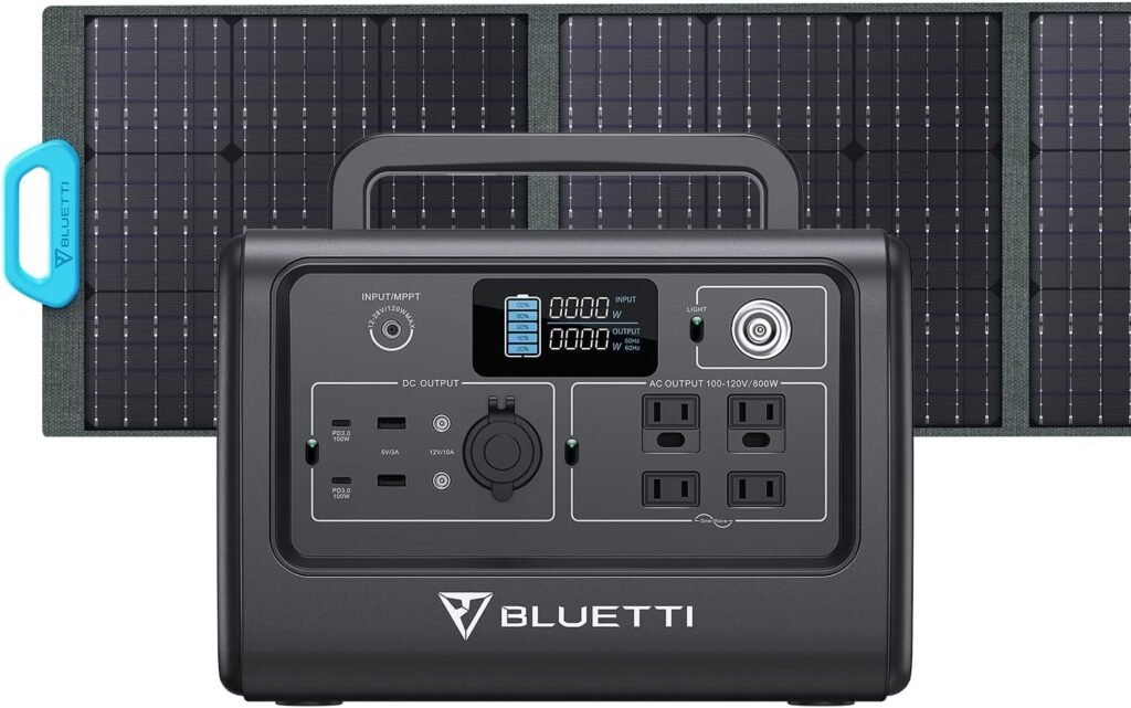 BLUETTI Solar Generator EB70S with PV200 Solar Panel Included, 716Wh Portable Power Station w/ 4 120V/800W AC Outlets, LiFePO4 Battery Pack for Outdoor Camping, Road Trip, Emergency