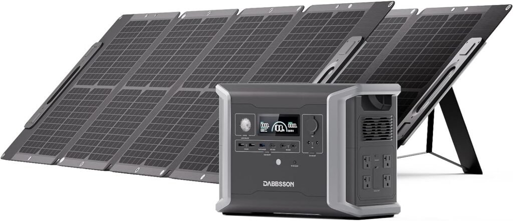 Dabbsson Portable Power Station DBS1300, 1330Wh Solar Generator with 4x1200W AC Outlets, EV Semi-solid State LiFePO4 Battery, Solar Powered Generator for Camping, Home Backup, Emergency, RV