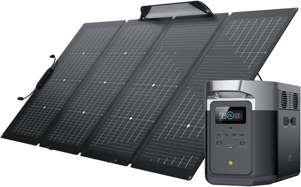 EF ECOFLOW Solar Generator DELTA Max (2000) 2016Wh with 220W Solar Panel, 6 X 2400W (5000W Surge) AC Outlets, Portable Power Station for Home Backup Outdoors Camping RV Emergency