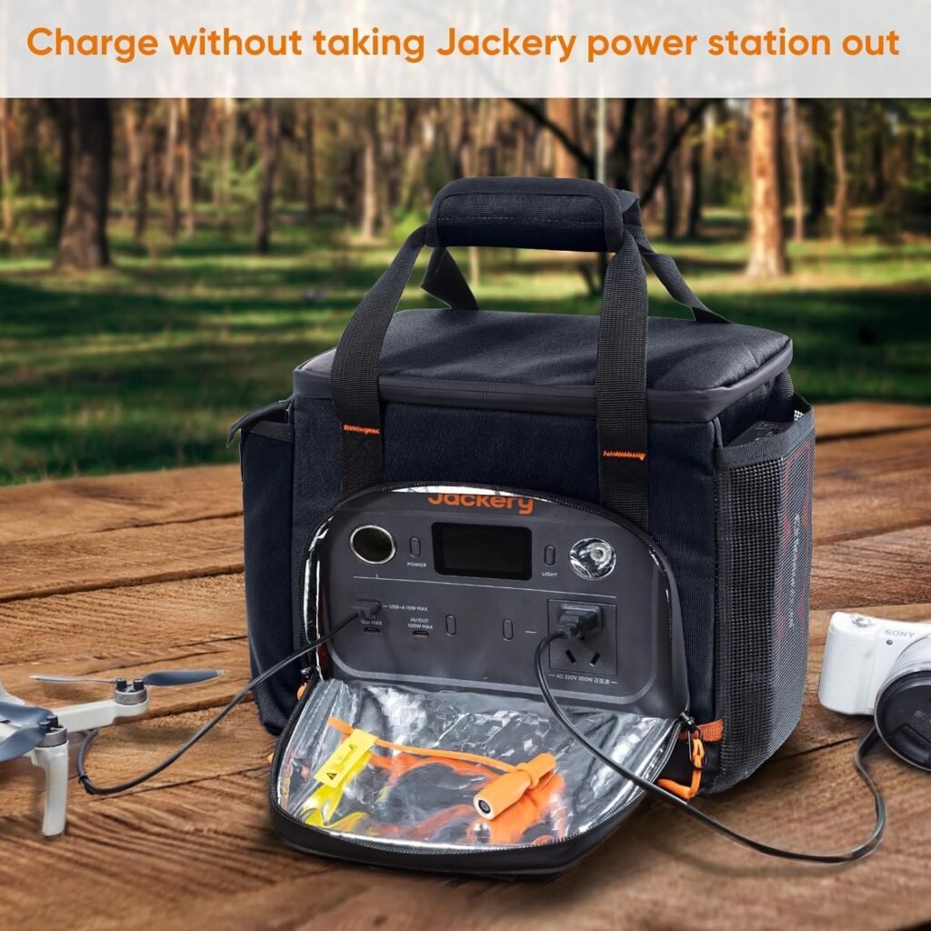 FRECOLSH Travel Carrying Case Compatible with Jackery Explorer 1000, Portable Power Station Storage Case with Waterproof Bottom and Pocket for Solar Generator Jackery Accessories, Storage Bag Only
