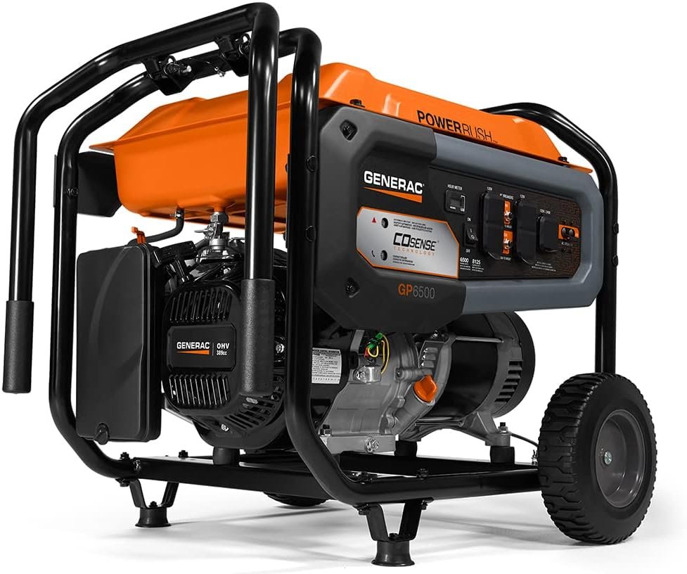 Generac 7722 GP3600 3,600-Watt Gas-Powered Portable Generator - COsense Technology - Powerrush Advanced Technology - Durable Design and Reliable Power for Emergencies and Recreation - CARB Compliant