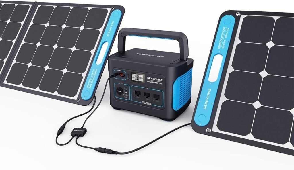 Geneverse 100W Portable Solar Panel Generator for USB Devices, 9lbs with 1X USB-A, 1X USB-C (Each), Water Resistant, Fast Solar Charging for Camping, Hiking, Cell Phones, Smart Watches, GPS and More