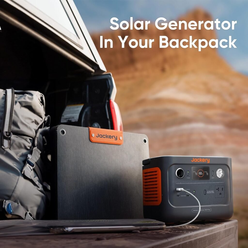 Jackery Portable Power Station Explorer 300, 293Wh Backup Lithium Battery, 110V/300W Pure Sine Wave AC Outlet, Solar Generator for Outdoors Camping Travel Hunting Blackout (Solar Panel Optional)