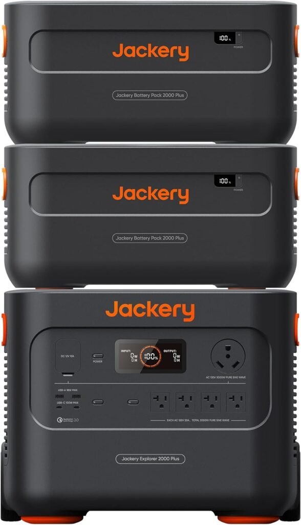 Jackery Solar Generator 2000 Plus 400W, 2042Wh LiFePO4 Battery 3000W Output, Portable Power Station with 2X200W Solar Panel, Fast Charging in 2H, Expandable for Outdoor RV Camping and Home Emergency