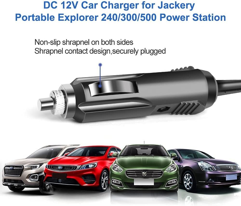 KFD Car Charger Cigarette Lighter DC Adapter for Jackery Portable Explorer 160/240/300/500/1000 Goal Zero Yeti/Anker/BLUETTI EB3A/EB70/EB70S/PAXCESS Rugged330/BALDR Power Station Power Supply Cord