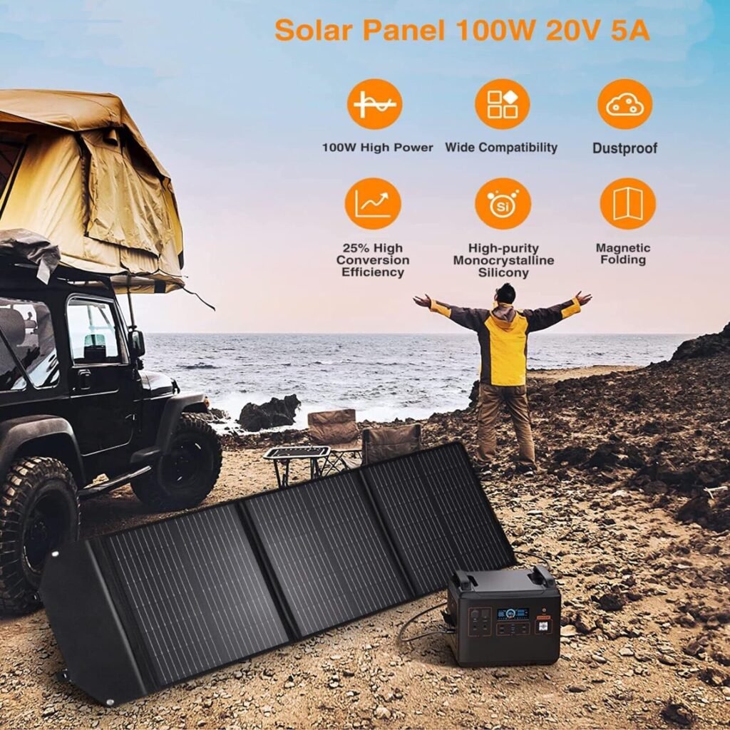 Trenkyo 30W Portable Solar Panels, Foldable Solar Panel Battery Charger for Portable Power Station Generator, Ipad, Laptop, 2 USB 3.0 Ports Output, Portable Solar Panels for Camping