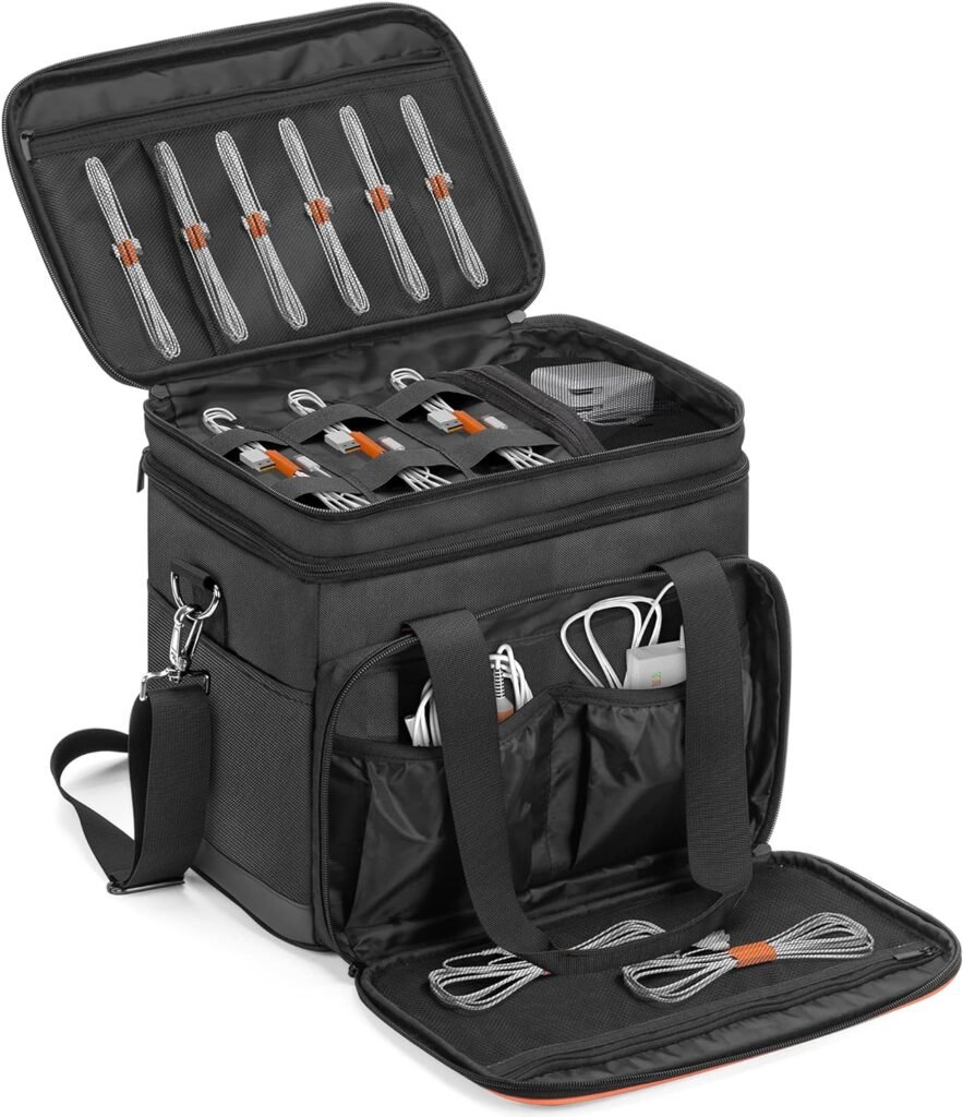 Trunab Double-Layer Carrying Case Compatible with Jackery Portable Power Station Explorer 1000, Battery Case with Waterproof Bottom and Upper Compartment for Charging Accessories