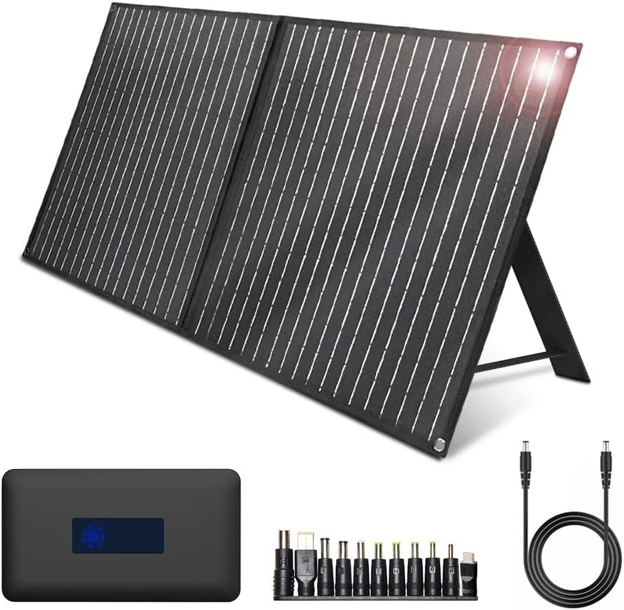 100W Solar Panels Portable Foldable Solar Charger with Charge Controller, 4 Outputs Type-C/USB/DC for Most of Solar Generator Power Station/RV/Phone/Laptop/Tablet/Camera
