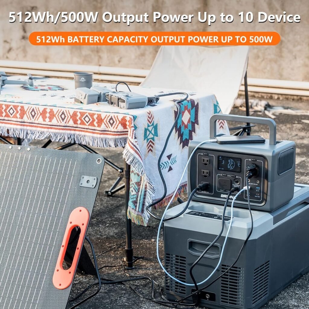 512Wh LiFePO4 Portable Power Station 500W(Peak 1000W), Battery Backup with UPS Function, Solar Powered Generator for Camping, Battery Backup Power Supply for Home Emergency, Outdoor, CPAP, Trip