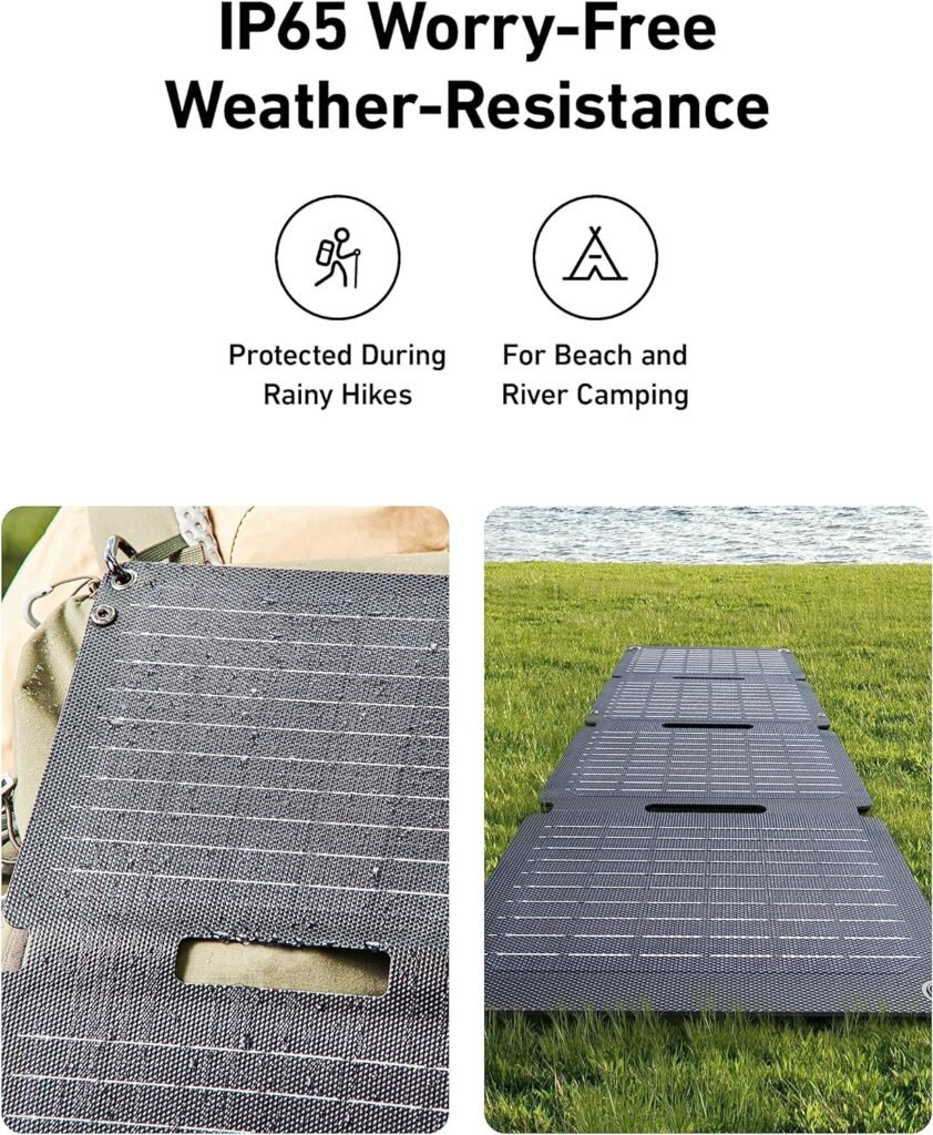 Anker Solix PS30 Solar Panel, 30W Foldable Portable Solar Charger, IP65 Water and Dust Resistance, Ultra-Fast Charging, Charges 2 Devices at Once, for Camping, Hiking, and Outdoor Activities.