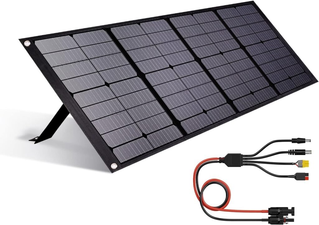HQST 100W Portable Solar Panel for Power Station and USB Devices, Foldable Solar Panel Charger Waterproof IP65 Outdoor Camping RV Travel,Compatible with Jackery/Goal Zero/Bluetti/Anker Solar Generator