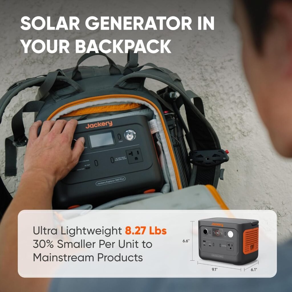 Jackery Explorer 300 Plus Portable Power Station, 288Wh Backup LiFePO4 Battery, 300W AC Outlet, 3.75 KG Solar Generator for RV, Outdoors, Camping, Traveling, and Emergencies (Solar Panel Optional)