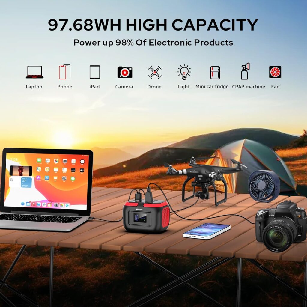 Portable Power Station 300W Power Bank with AC Outlet 228Wh Solar Generator with LED Light Portable Generators 9 Outputs Battery Backup Power Supply for Outdoor Camping Travel Emergency