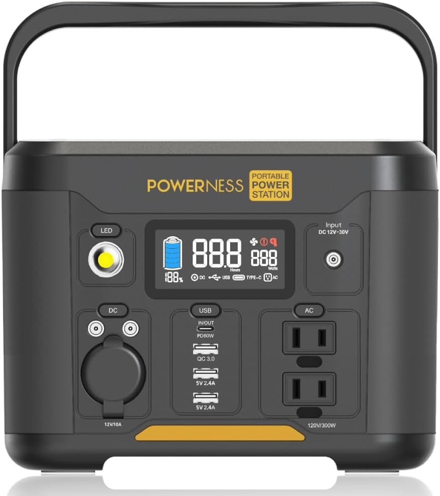 Portable Power Station Hiker U300 Solar Generator 296Wh Battery Powered Generator with 2x300W AC Outlets (Surge Power 600W) and PD 60W In/output for Outdoor Camping