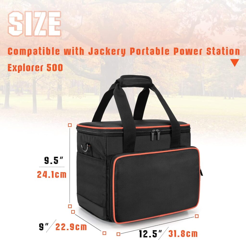 Trunab Travel Carrying Bag Compatible with Jackery Explorer 1500, Portable Power Station Storage Case with Waterproof Bottom and Front Pockets for Charging Cable and Accessories