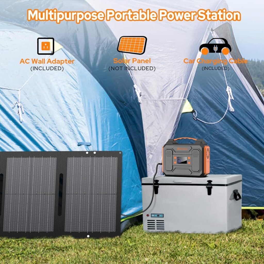 ZeroKor Solar Generator with Panel, 300W Portable Power Station with Solar Panel 40W, 110V Pure Sine Wave AC Outlet Electric Generator for Home Use Outdoor RV Camping