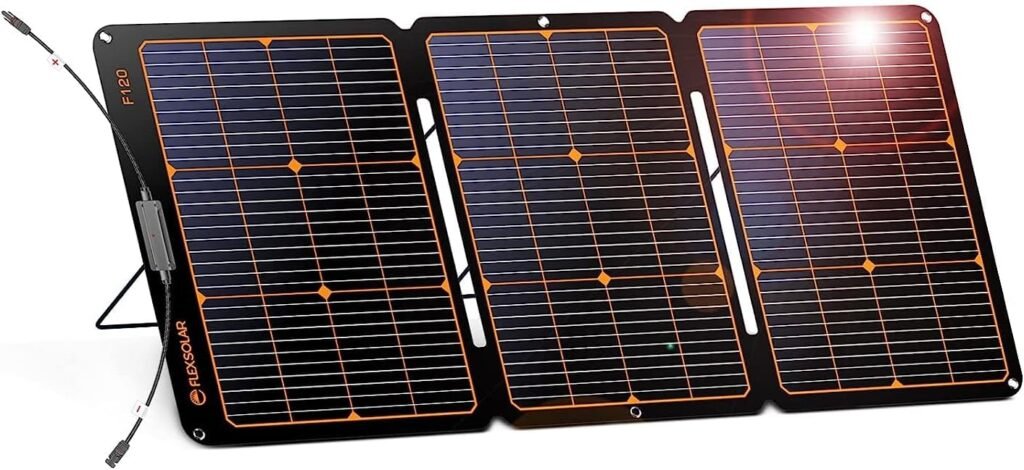 FlexSolar Foldable Solar Panel Waterproof PV Module 120W Power Charger with MC4 Output for Power Stations Solar Generators Battery