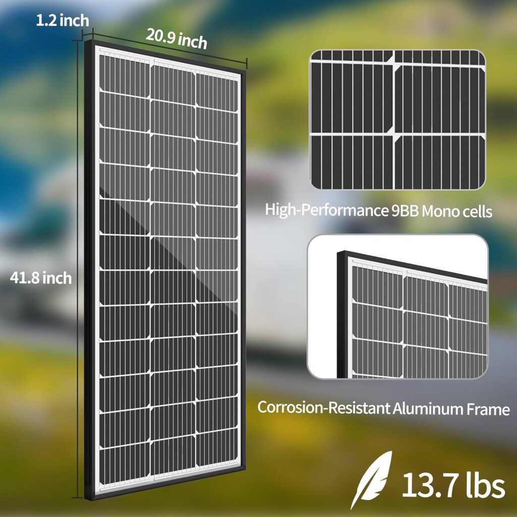 200 Watt 12 Volt Solar Panel 2 Pack of 100 Watt 9BB Monocrystalline Solar Module Solar Panels with Half Cut Cells for RV Home Boat and Other Off Grid System(Random Color)