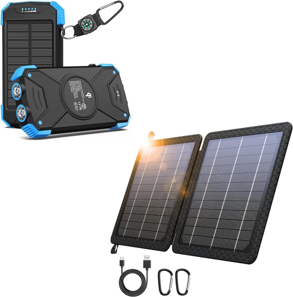 BLAVOR Solar Charger Power Bank Plus 10W Portable Solar Charger(5V/2A Max)