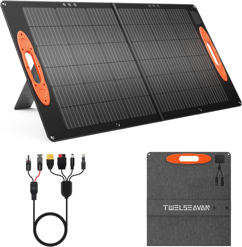 100W Solar Panel for Jackery/EF/Bluetti/Anker/Goal Zero Power Station, IP68 Waterproof 23.5% Efficiency ETFE Portable Foldable Solar Charger with Adjustable Kickstand for Camping Outdoor