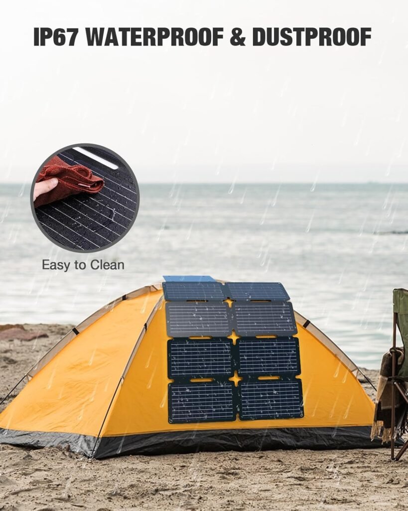 GRECELL 200W Portable Solar Panel for Power Station, Foldable Solar Charger w/ 4 Kickstands, IP65 Waterproof Solar Panel Kit w/DC XT60 Anderson Aviation Output for Outdoor RV Camper Blackout