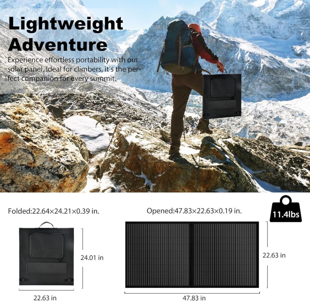 Portable 100 Watt 12V Foldable Solar Panel with Adjustable Kickstands and Waterproof IP65 Design for Power Station, Travel, Outdoor Camping, RVs, and Off-Grid Applications