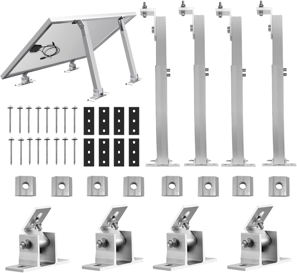 Adjustable Solar Panel Tilt Mount Brackets - Aluminum Alloy Mounting Brackets Support to 100 150 200 300 Watt Solar Panel for RV, Trailer, Boat, Yacht, Roof, Wall and Off-Grid(2 Sets-4 PCS)