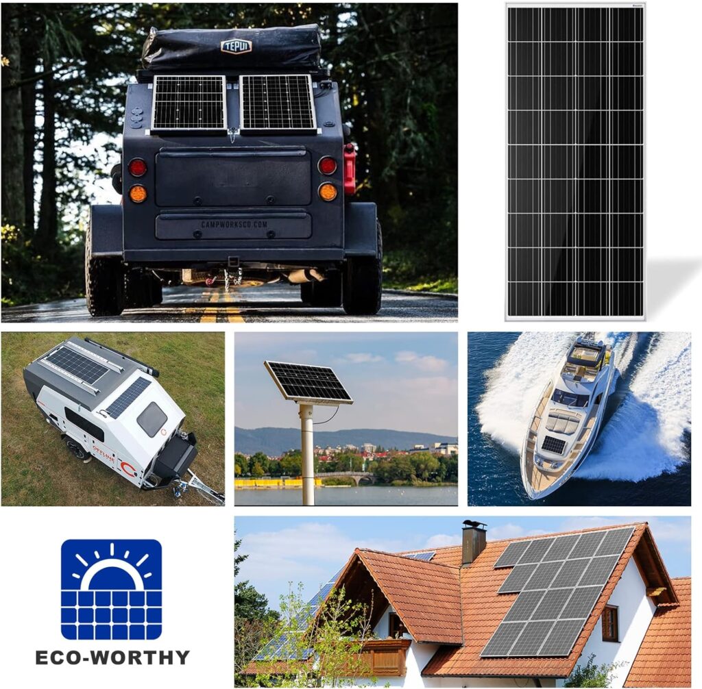 ECO-WORTHY 400W Solar Panels 4pcs 100 Watt 12 Volt Monocrystalline Solar Panel Module for Off Grid PV Power for Home, Camping, Boat, Shed Farm, RV