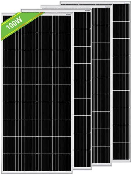 ECO-WORTHY 400W Solar Panels 4pcs 100 Watt 12 Volt Monocrystalline Solar Panel Module for Off Grid PV Power for Home, Camping, Boat, Shed Farm, RV