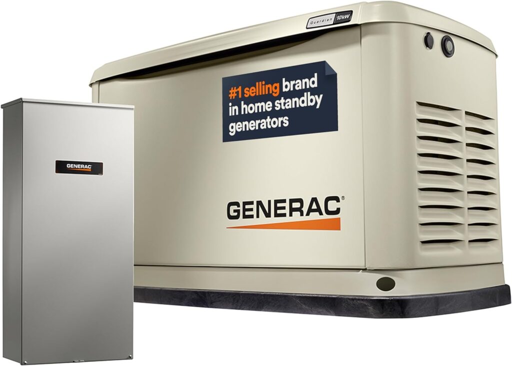 Generac 7172 10kW Air Cooled Guardian Series Home Standby Generator with 100-Amp Transfer Switch - Comprehensive Protection - Smart Controls - Versatile Power - Wi-Fi Connectivity - Real-Time Updates