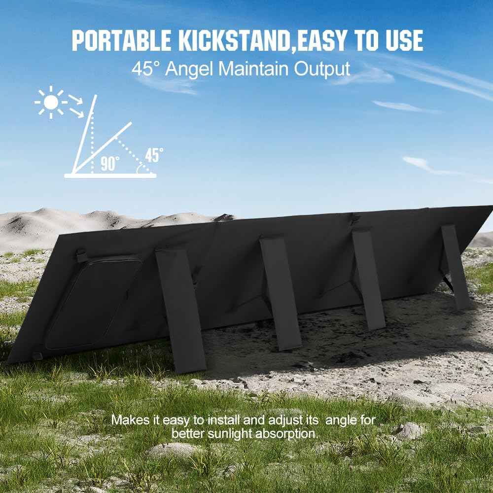 Panana 200W Foldable Solar Panel Waterproof 18V Portable Solar Cell Solar Charger with USB/Type-C/DC Port for Outdoor Power Station RV Camping Off Grid Backyard Use