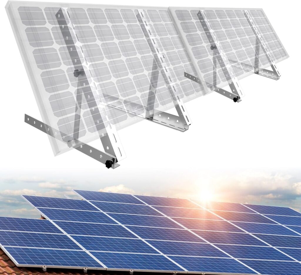 2 Sets 41 Adjustable Solar Panel Mount, Solar Panel Tilt Mount Bracket Ground Mount with Foldable Tilt Legs, Fit for 180 200 400 600 Watt Solar Panel RV, Homes Roof, Boat and Off-Grid System