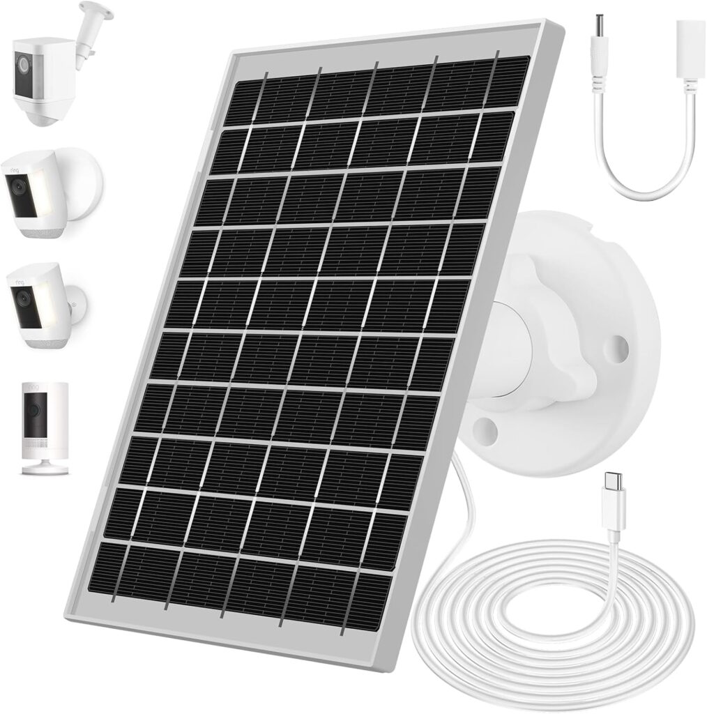 7W Solar Panel for Ring Camera, USB Ring Solar Panel for Security Camera with DC Port Charger, Ring Solar Charger Compatible with Ring Stick Up Cam Battery