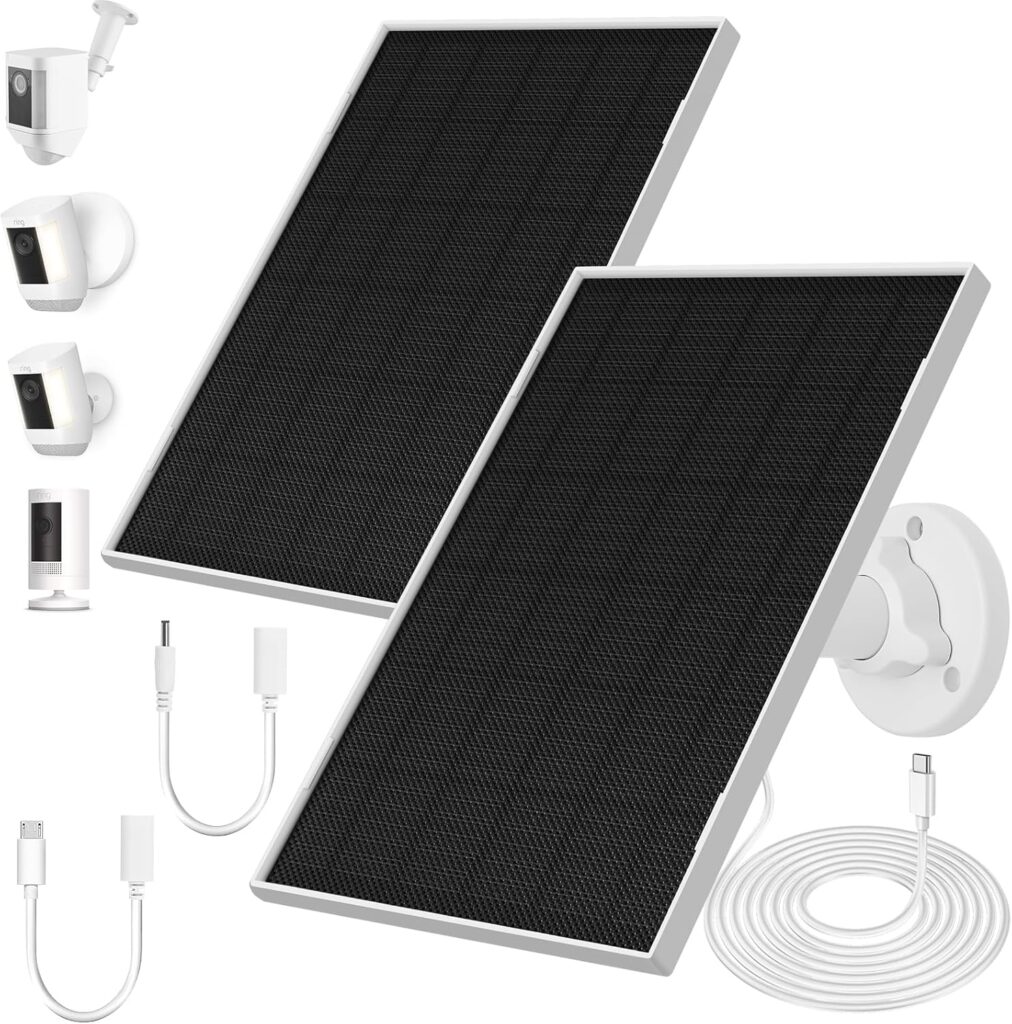 7W Solar Panel for Ring Camera, USB Ring Solar Panel for Security Camera with DC Port Charger, Ring Solar Charger Compatible with Ring Stick Up Cam Battery