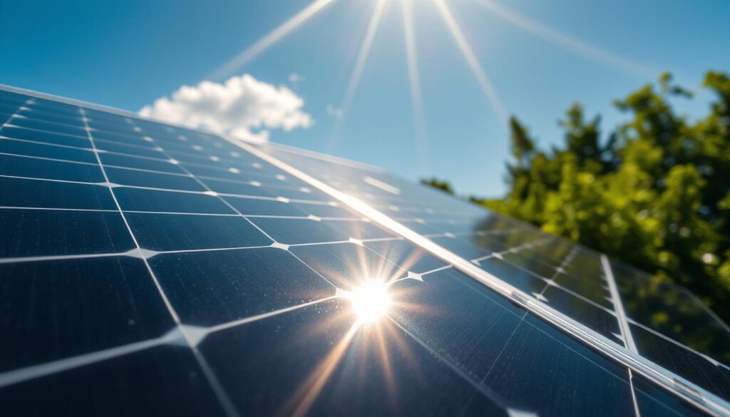 Photovoltaic cells converting sunlight to electricity