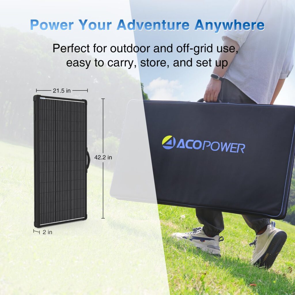 ACOPOWER UV11007GD 100W Foldable Solar Panel Kit, 12V Battery and Generator Ready Suitcase with Charge Controller