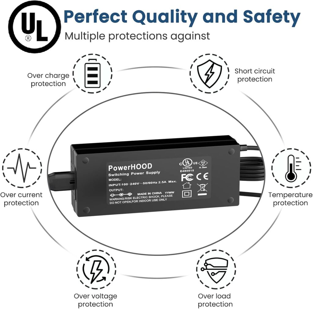 Adapter Compatible with Rockpals 500W/520WH 520WH/140400mAh Lithium Battery Portable Solar Generator CPAP Power Station PAXCESS Rockman 500 500W 519Wh/140400mAh DC Input 11V-24V 19V Charger